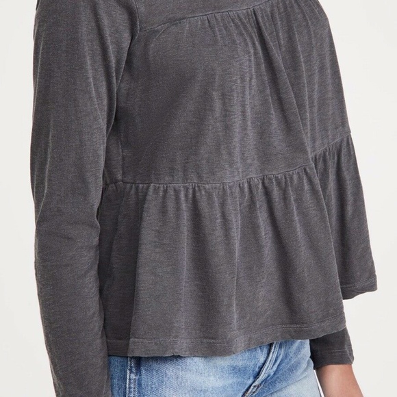 🥳B-DAY SALE❤️NWT SUNDRY Charcoal Tiered Long Sleeve Top 3/L - Picture 7 of 11